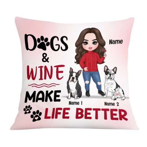 Personalized Dog Mom Love Better Life Pillow