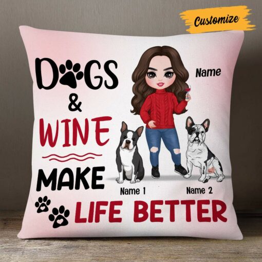 Personalized Dog Mom Love Better Life Pillow