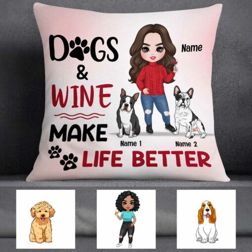 Personalized Dog Mom Love Better Life Pillow