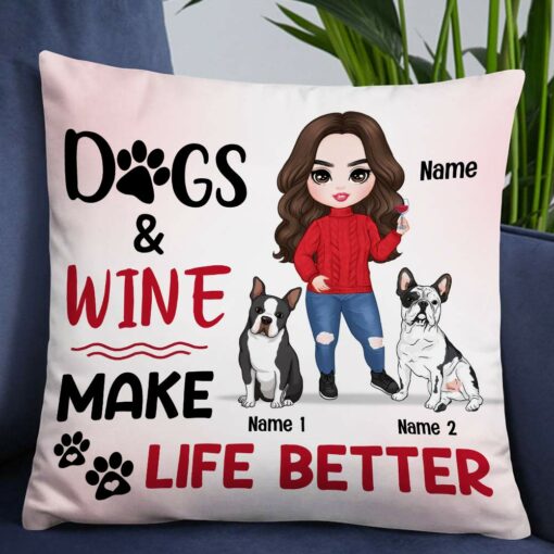 Personalized Dog Mom Love Better Life Pillow