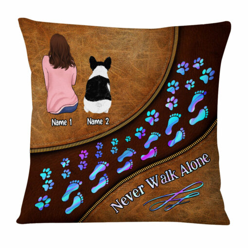 Personalized Dog Mom Never Walk Alone Pillow