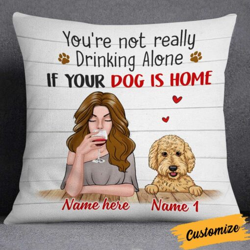 Personalized Dog Mom Not Alone Pillow