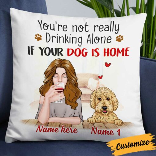 Personalized Dog Mom Not Alone Pillow