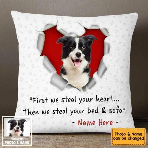 Personalized Dog Mom Photo Stealing Heart Pillow