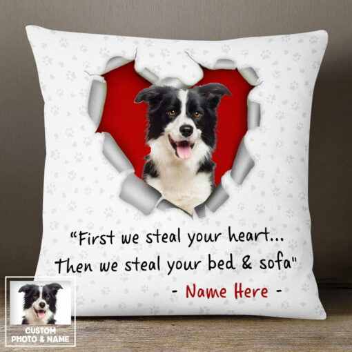 Personalized Dog Mom Photo Stealing Heart Pillow