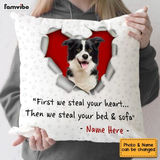 Personalized Dog Mom Photo Stealing Heart Pillow