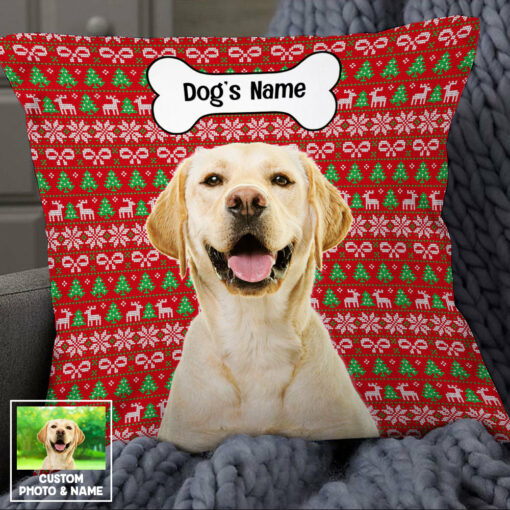 Personalized Dog Photo Christmas Pillow