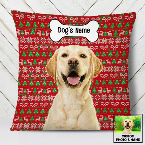 Personalized Dog Photo Christmas Pillow