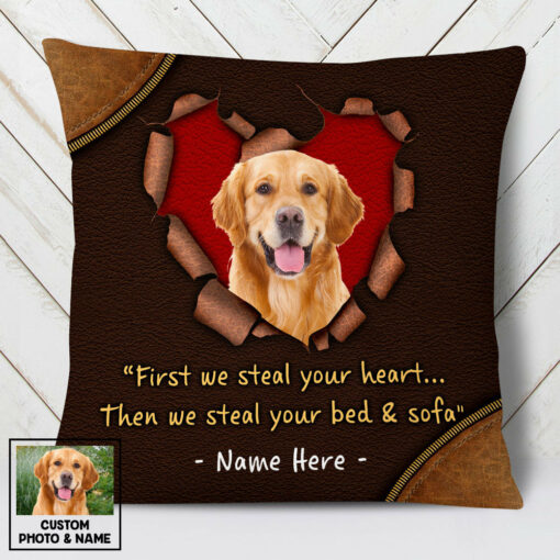 Personalized Dog Photo Steal Your Heart Pillow