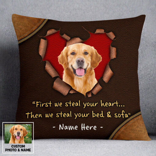 Personalized Dog Photo Steal Your Heart Pillow