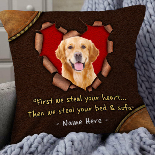 Personalized Dog Photo Steal Your Heart Pillow