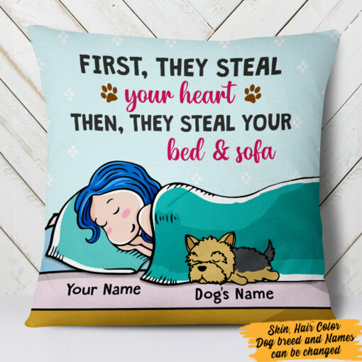 Personalized Dog Steal Your Bed Pillow