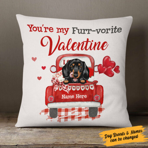 Personalized Dog Valentine Truck Pillow