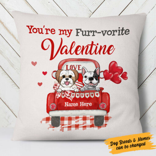 Personalized Dog Valentine Truck Pillow