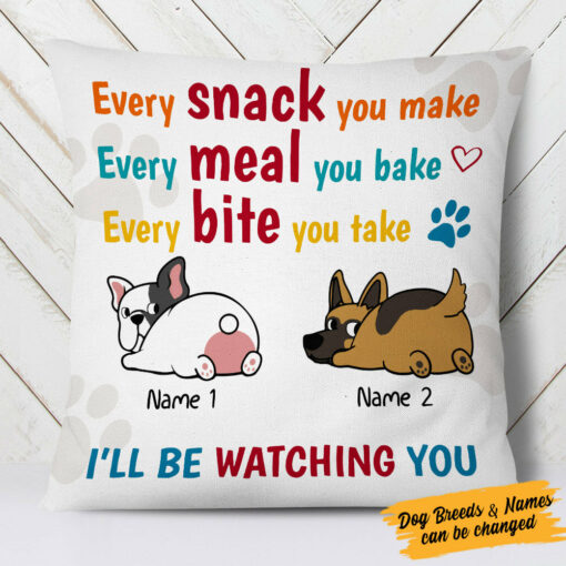 Personalized Dog Watching Every Bite Pillow