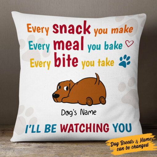 Personalized Dog Watching Every Bite Pillow