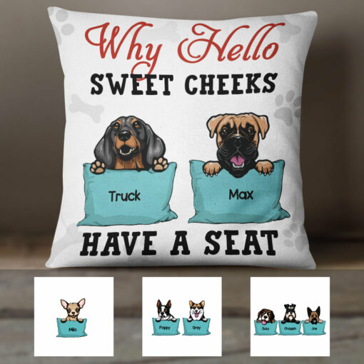 Personalized Dog Welcome Sweet Cheeks Pillow