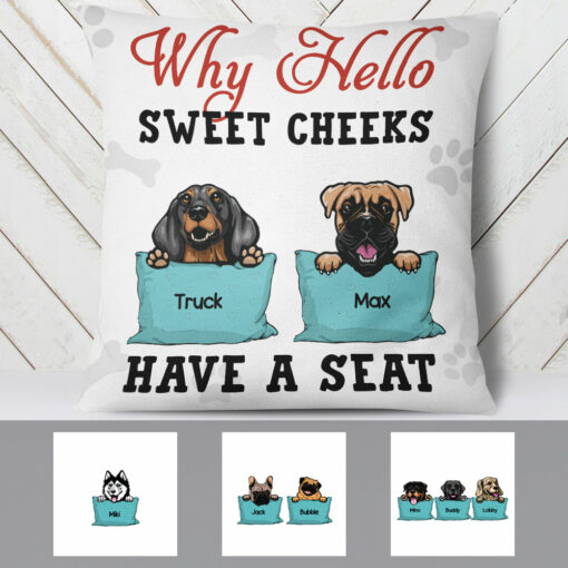 Personalized Dog Welcome Sweet Cheeks Pillow