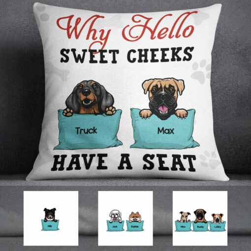 Personalized Dog Welcome Sweet Cheeks Pillow