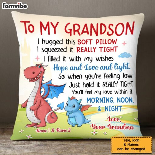 Personalized Dragon Grandson Hug This Pillow