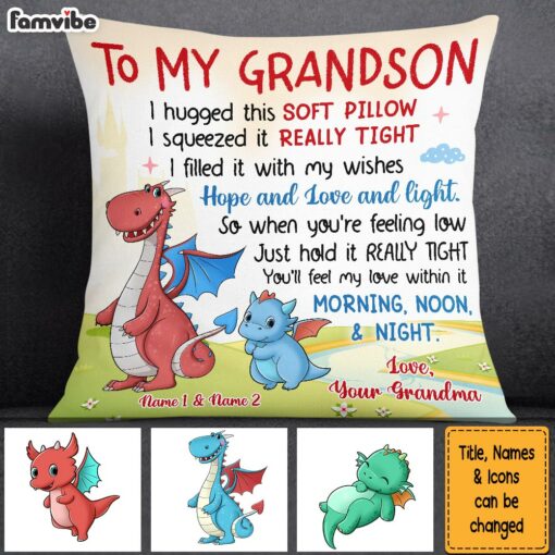 Personalized Dragon Grandson Hug This Pillow