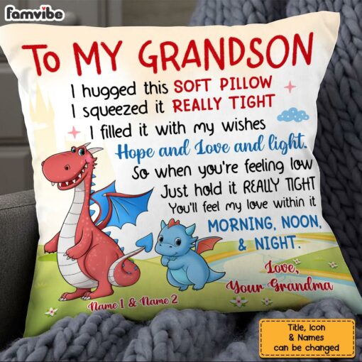 Personalized Dragon Grandson Hug This Pillow