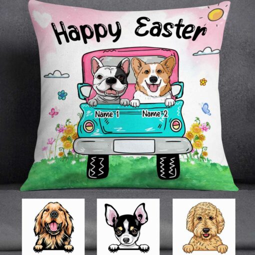 Personalized Easter Dog Mom Truck Pillow