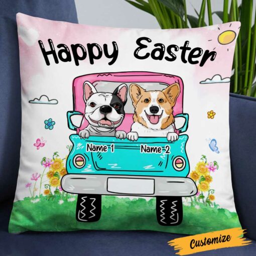 Personalized Easter Dog Mom Truck Pillow