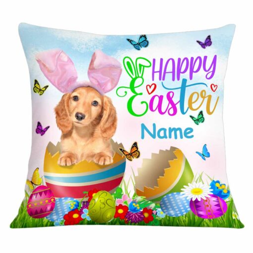 Personalized Easter Dog Photo Pillow