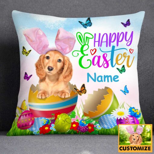 Personalized Easter Dog Photo Pillow