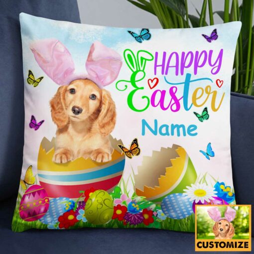 Personalized Easter Dog Photo Pillow