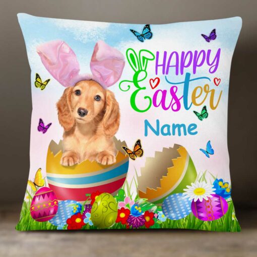 Personalized Easter Dog Photo Pillow