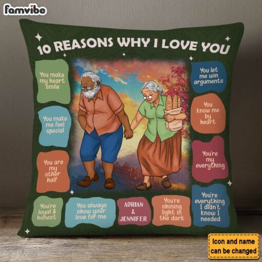 Personalized Elderly Couple Reasons Why I Love You Pillow