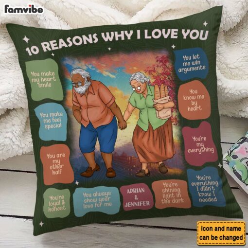 Personalized Elderly Couple Reasons Why I Love You Pillow