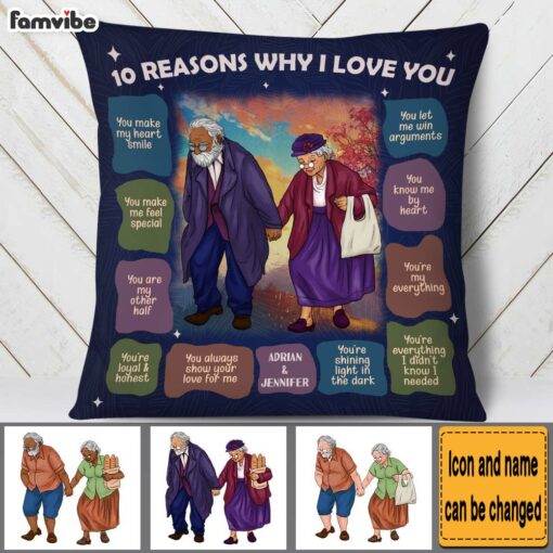 Personalized Elderly Couple Reasons Why I Love You Pillow