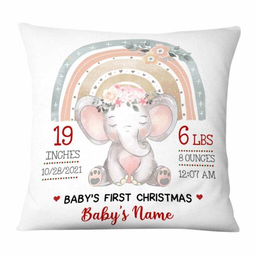 Personalized Elephant Baby Christmas Pillow