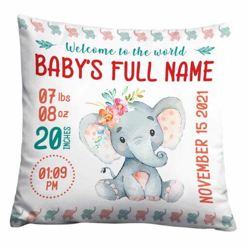 Personalized Elephant Baby Pillow