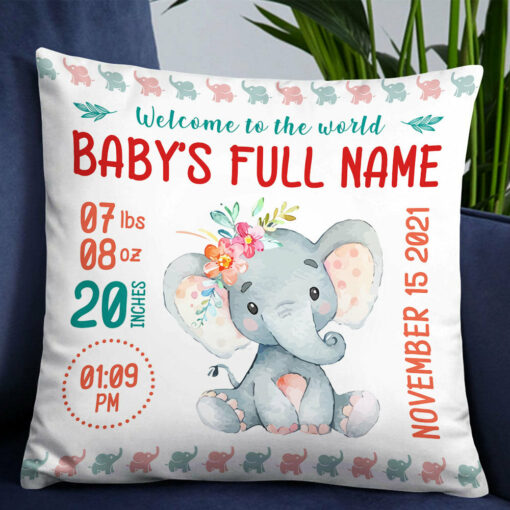 Personalized Elephant Baby Pillow