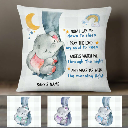 Personalized Elephant Baby Sleep Prayer Pillow