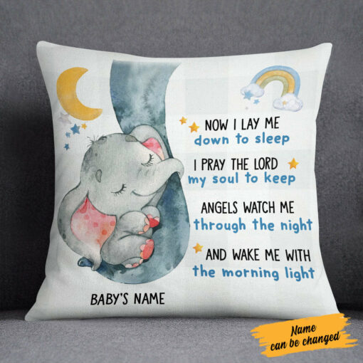 Personalized Elephant Baby Sleep Prayer Pillow