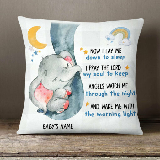 Personalized Elephant Baby Sleep Prayer Pillow