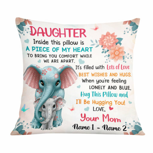 Personalized Elephant Daughter From Mom Pillow