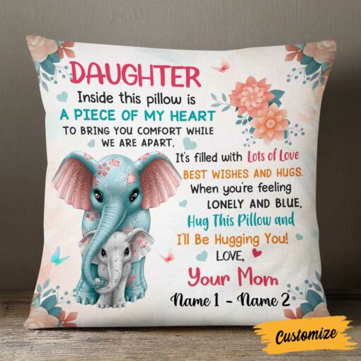 Personalized Elephant Daughter From Mom Pillow