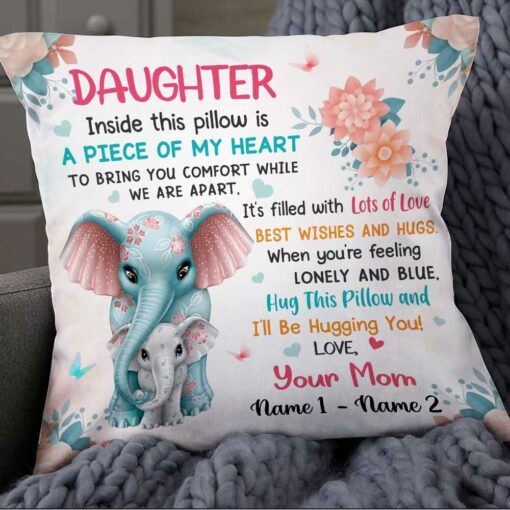 Personalized Elephant Daughter From Mom Pillow