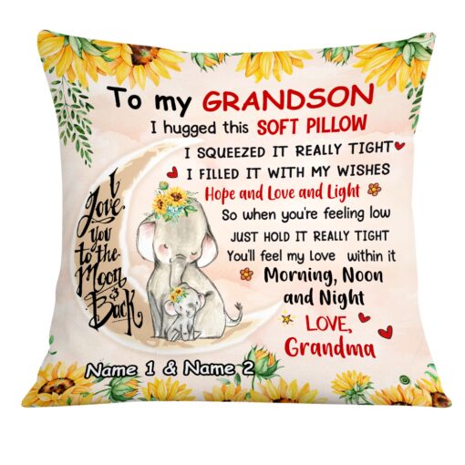 Personalized Elephant Daughter Granddaughter From Mom Grandma Pillow