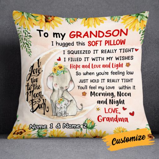 Personalized Elephant Daughter Granddaughter From Mom Grandma Pillow