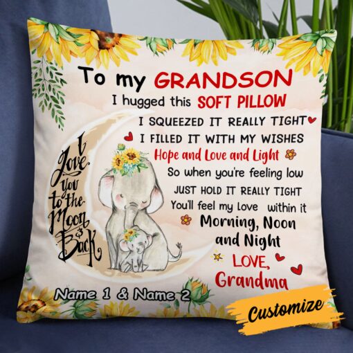 Personalized Elephant Daughter Granddaughter From Mom Grandma Pillow