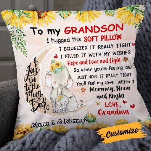 Personalized Elephant Daughter Granddaughter From Mom Grandma Pillow