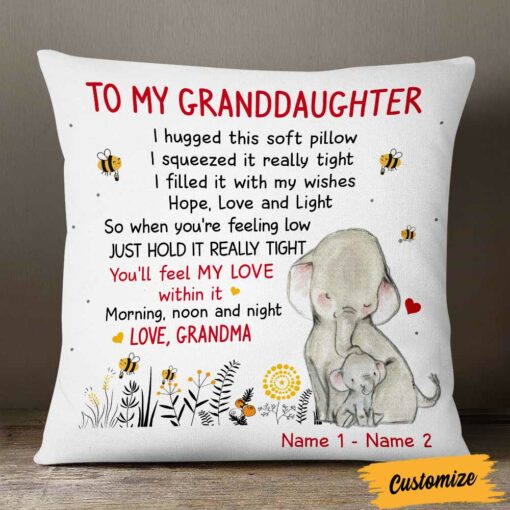 Personalized Elephant Daughter Granddaughter Hug This Pillow