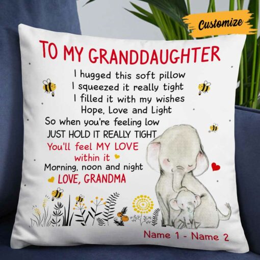 Personalized Elephant Daughter Granddaughter Hug This Pillow